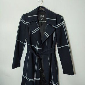 Club Monaco plaid coat dark blue white lines